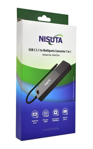 Adaptador Nisuta Hub 3 Puertos Usb, 2 Puertos Hdmi Nsucd4