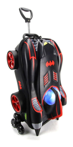 Mochila De Rodinha Batman Batmovel 3d Maxtoy 3805pm19