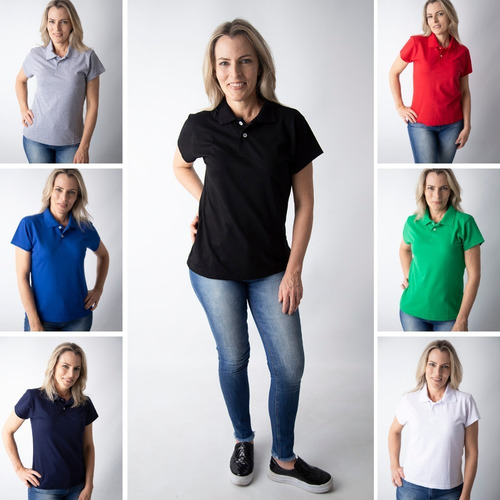 Imagem 2 de 4 de Camisa Pólo Feminina Camiseta Pólo Piquet Uniforme Ou Bordar