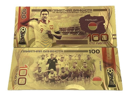 Billete Dorado Rober Lewandowski Polonia Coleccionable