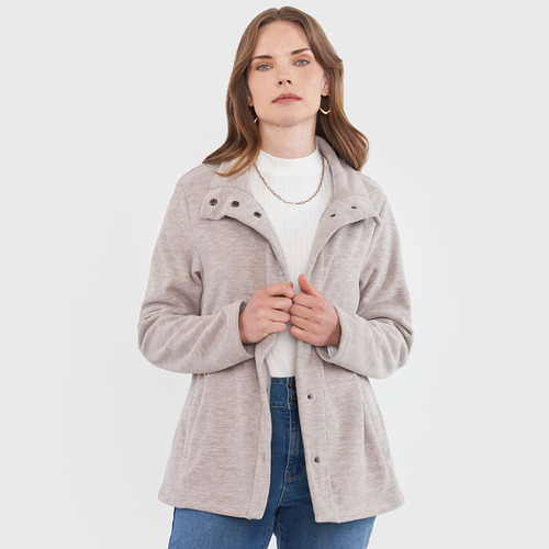 Polerón Mujer Polar Botones Beige Corona