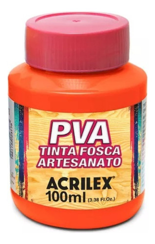 Tinta Fosca Artesanato Pva 100ml Laranja Acrilex C/6un