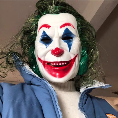 Máscara Coringa Palhaço Com Peruca Verde Cosplay Fantasia