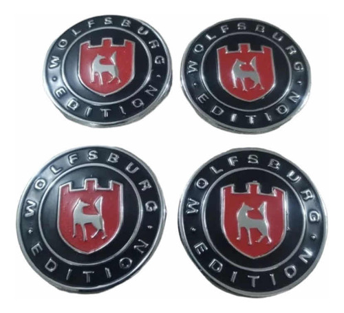 Emblema Circulo Wolfsburg De 5 Cm Negro Y Rojo (4 Piezas)