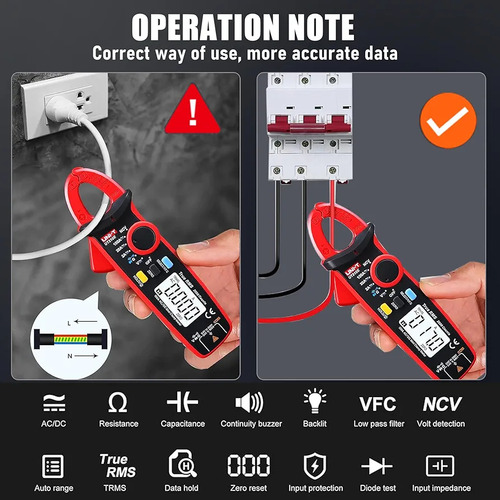 Uni-t® Ut210e® Amperimetro 1ma-100a Corriente Continua Tenaz