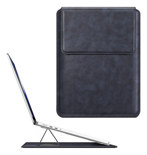 Funda Para Macbook Air 13.6 De Piel Cierre Magnetico Azul