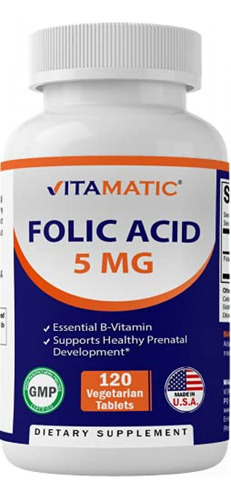 Suplemento Acido Folico  Vitamatic Folic Acid 5mg (5000 Mcg)