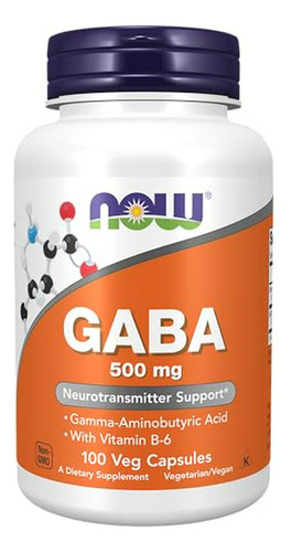 Suplemento De Gaba (ácido Gamma-aminobutírico) 500 Mg + B-6, 100 Cápsulas Veg.