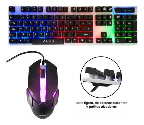 Pack Teclado Mouse Kit Gamer Led Rgb Retroiluminado Mecánico