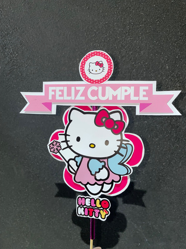 Toper Para Torta Temático Frase Feliz Cumple Kitty