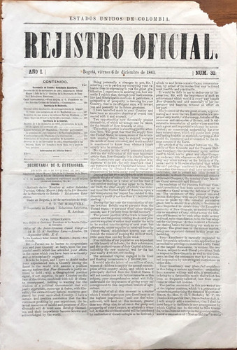 Canal De Panamá Gaceta Rejistro Oficial # 32 De 1861