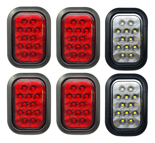 Luz De 5x3 Rectángulo 4x Rojo 2x Blanco 12 Led Stop/tu...