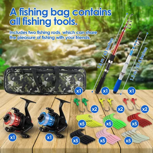 Fishing Rod And Reel Combos Collapsible Fishing Rod Kit,2pcs