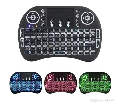 Mini Teclado Smart Tv Con Luces Inalámbrico Con Mouse 