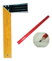Comprar Escuadra De Carpintero Regla Metal 25cm + Lapiz Carpintero 