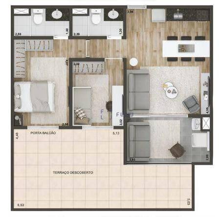 Apartamento 96m², 2 Dormitorios, 1 Suíte, 1 Vagas - Mirandópolis - Ap11647