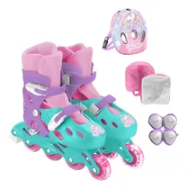 Comprar Patines 4 Ruedas Para Nenas + Casco Rodilleras Coderas New