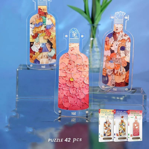 Botella Acrílica Rompecabezas 42 Piezas Caballos Standee 3d