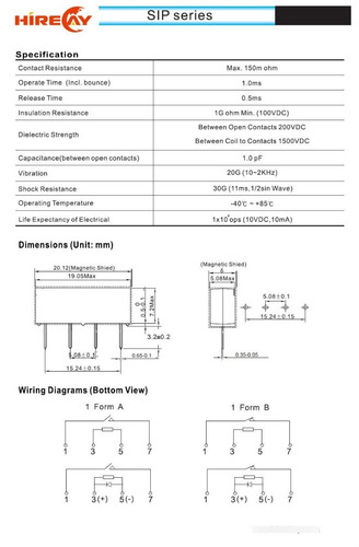 Imagen 3 de 6 de Reed Rele Relay Normal Abierto 1a 500ohm Plastico 12v