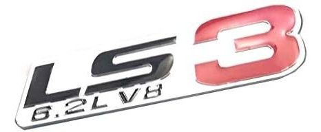Emblema Logo Decalship 2 Pack Chrome Red Ls3 6.2l V8 Engine