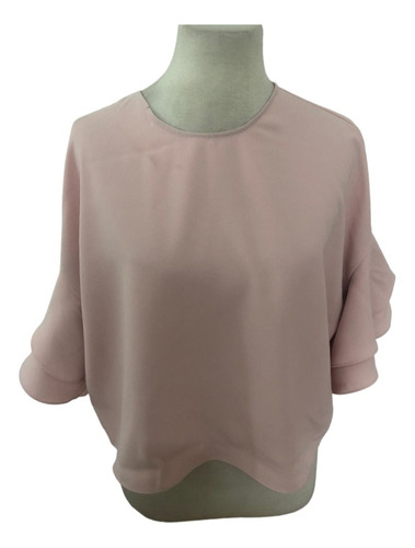 Blusa Top Importado Rosa Crepe