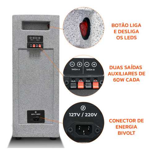 Caixa Som Bob Residencial Amplificada Shutt 480w Strobo Rgb