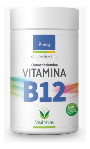 Vitamina B12 500mg Cianocobalamina Alto Teor - Vital Natus Sabor 60 Cápsulas