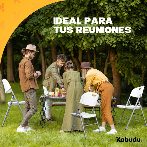 Kit 6 Sillas Plegables Plástico Resistentes Jardín Eventos
