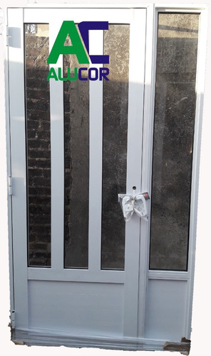 Puerta Aluminio Reforzado Mod4 Pño Fijo 110 X 200 Vidrio 4mm