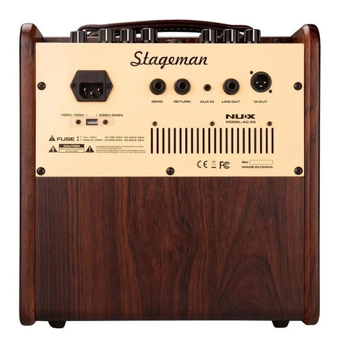 Imagen 3 de 3 de Amplificador NUX Stageman AC-50 para guitarra de 50W color marrón 220V - 240V