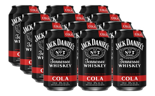 Jack & Cola Whisky Bebida Mista Lata 330 Ml Pack 12 Unidades