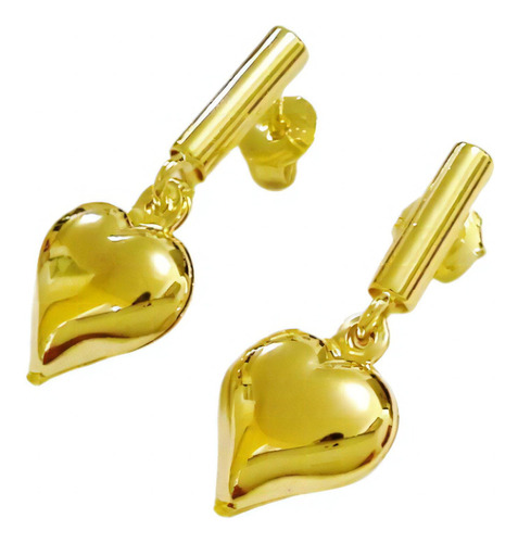 Aros Oro Gold Filled 14k Mujer Colgante Corazon Vanesa Duran Color Dorado