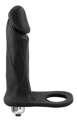 Anel Companheiro Grande Grosso Dupla Penetração C/ Vibrador Cor Preto