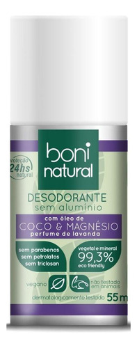 Desodorante Roll-on Coco, Magnésio E Lavanda 55ml