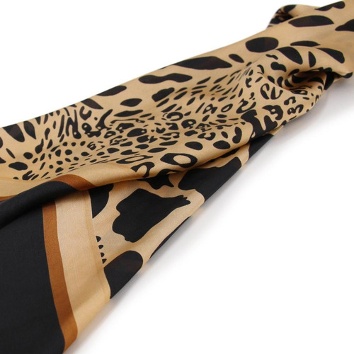 Pañuelo seda corto animal print filo negro Generico Pañuelo seda corto animal print filo negro Generico