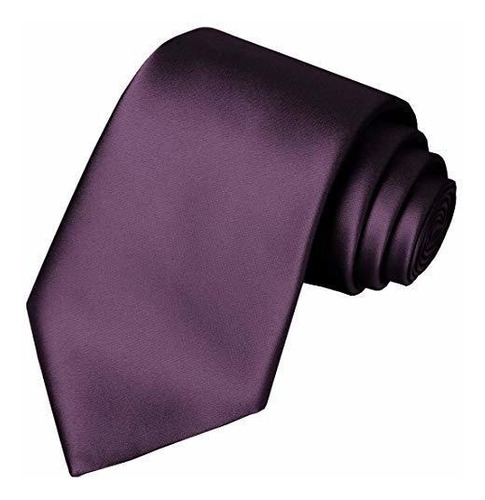 Kissties Mens 100% Silk Tie Solid Satin Wedding Necktie + Ma