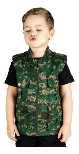 Colete Infantil Camuflado Army Treme Terra Digital Verde