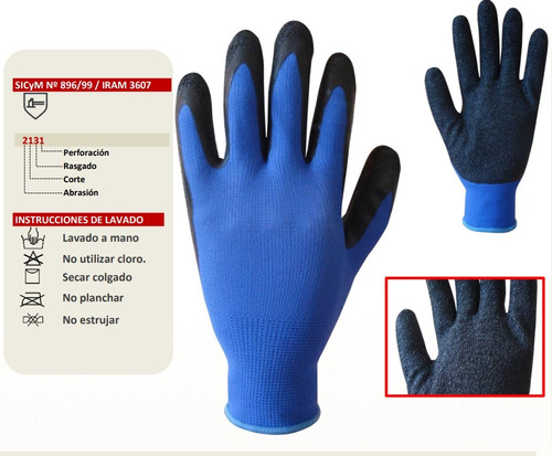  Guantes De Trabajo Palma Rugosa Latex Antideslizante T10.