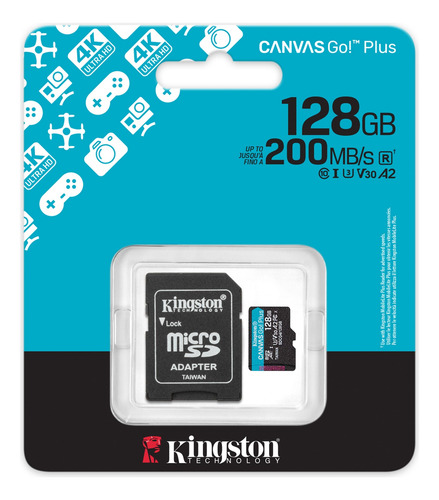 Tarjeta Microsd Kingston Canvas Go! Plus 128gb Adaptador Sd