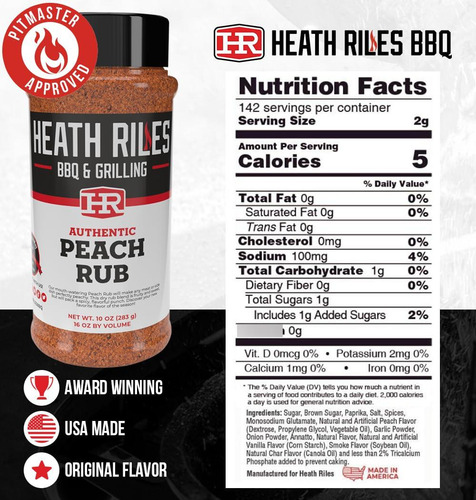 Condimento De Bbq Peach Rub 284 Gramos Mezcla De Especias