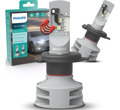 Kit Lâmpada Philips Led H4 P43t 6000k Linha Pesada Caminhão