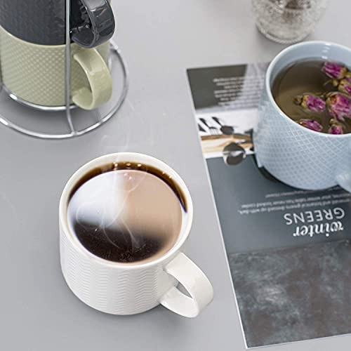 Tazas De Café Apilables Con Soporte, Juego De 4 Tazas De Cer
