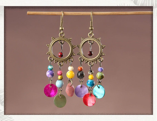 Hermosos Aretes Borlitas Colores Hermosos Mod Etiopia