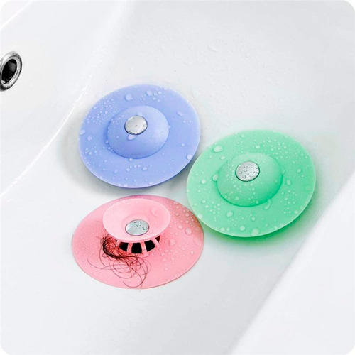 Imagen 9 de 10 de Tapón De Silicona Con Filtro Para Bañera Bacha Cocina.