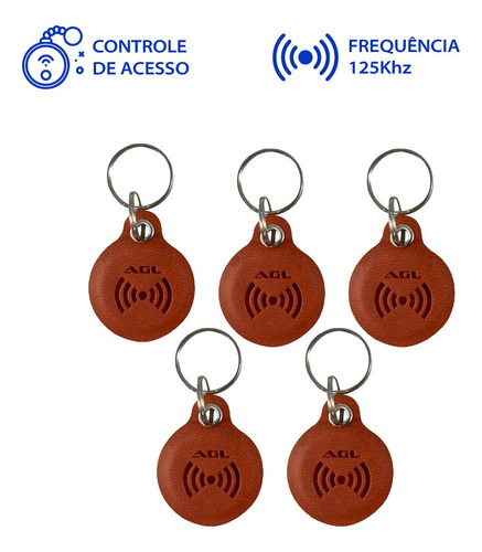 Chaveiro Tag Mini Em Couro Agl 125khz - 5 Unidades