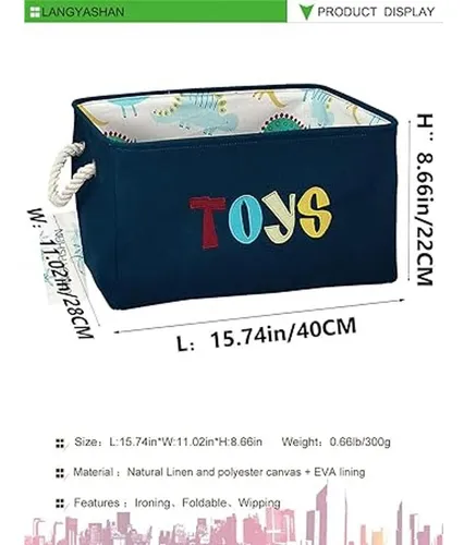 Langyashan Cesta De Tela Rectangular Con Asas Para