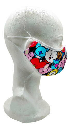 Cubrebocas Juvenil K-pop Tapabocas Bts Moda Bt21-cb-b Blanco Color BLANCO BT21 Talla CH
