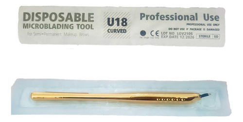 20 Un Caneta Tebori C/ Lâmina 18u Descartavel Gold Lovbeauty