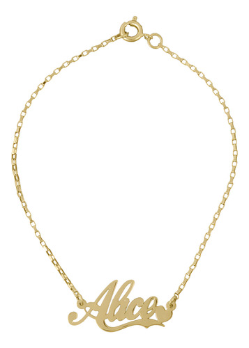 Pulseira Ouro 10k Com Pingente Feminino Nome Personalizado