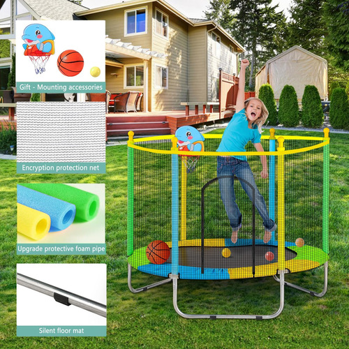 Trampolín Juoe 5 Ft Para Niños Para Niños Con Aro De Y Con Y